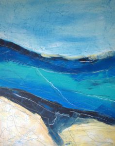 Schottland 01 mischtechnik a. holzplatte 55x70cm