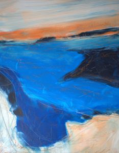 Schottland 02 mischtechnik a. holzplatte 55x70cm